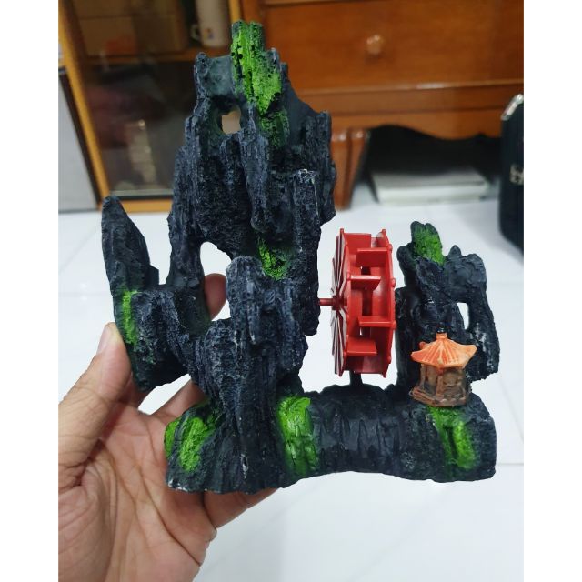 CẢNH NÚI BÁNH QUAY TRANG TRÍ HỒ CÁ NON BỘ 14x7x5cm