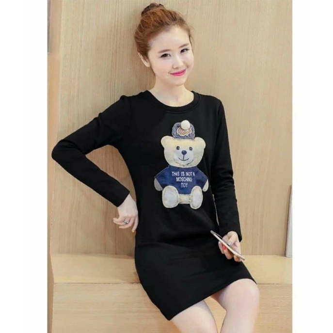 Đầm bầu váy suông có túi tay dài thời trang Hàn Quốc