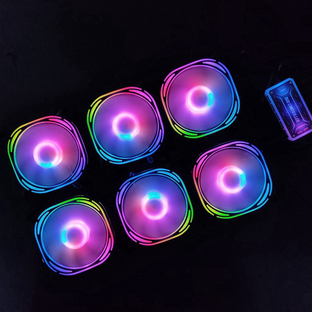 [Mua bộ 6 tặng thêm 1 Fan] Bộ 6 Quạt Tản Nhiệt, Fan Case KNC Z Led RGB Dual Ring đồng bộ màu Hub Fan Coolmoon Music Cool