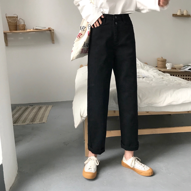 Quần Denim Xiaozhainv Ống Suông Lưng Cao Dáng Rộng | BigBuy360 - bigbuy360.vn