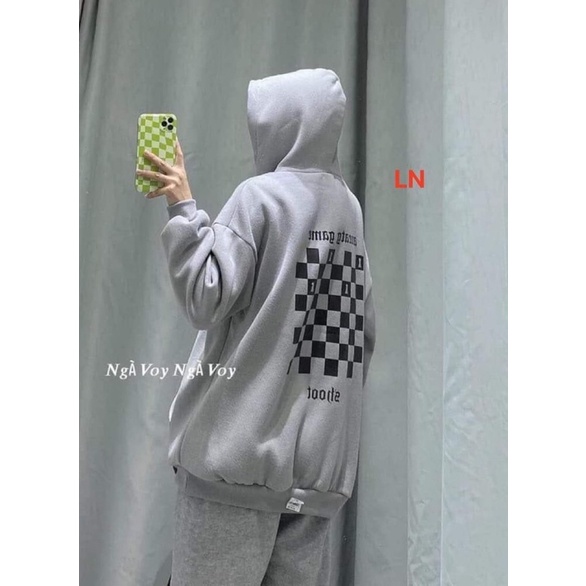 Áo hoodie nỉ caro