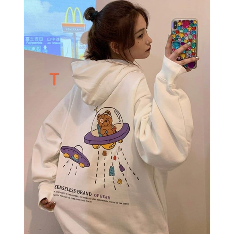 áo hoodie nỉ bông gấu đĩa bay