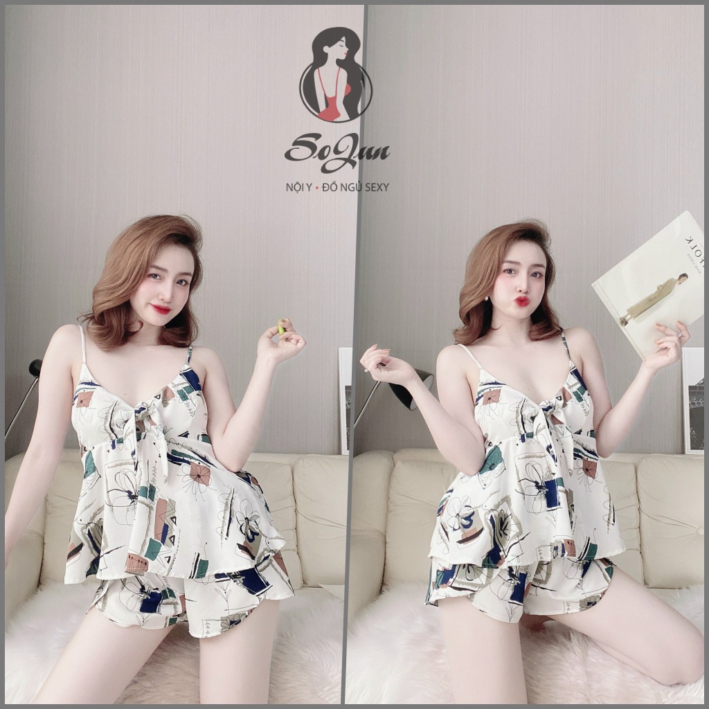 Bộ Ngủ Nữ SOJUN BỘ MANGO NƠ TRƯỚC CÓ MÚT &lt;65 kg