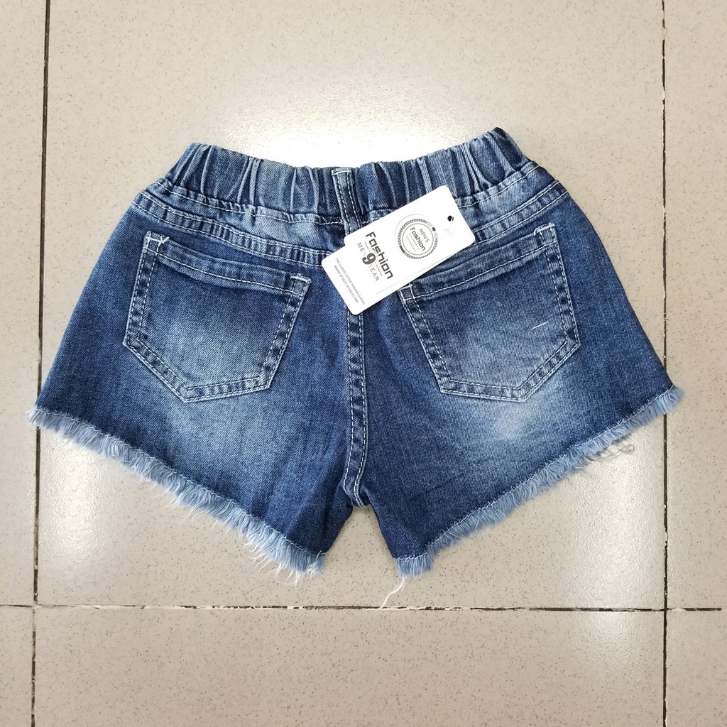 Quần short jean mềm bé gái tua lai mickey 8-37kg