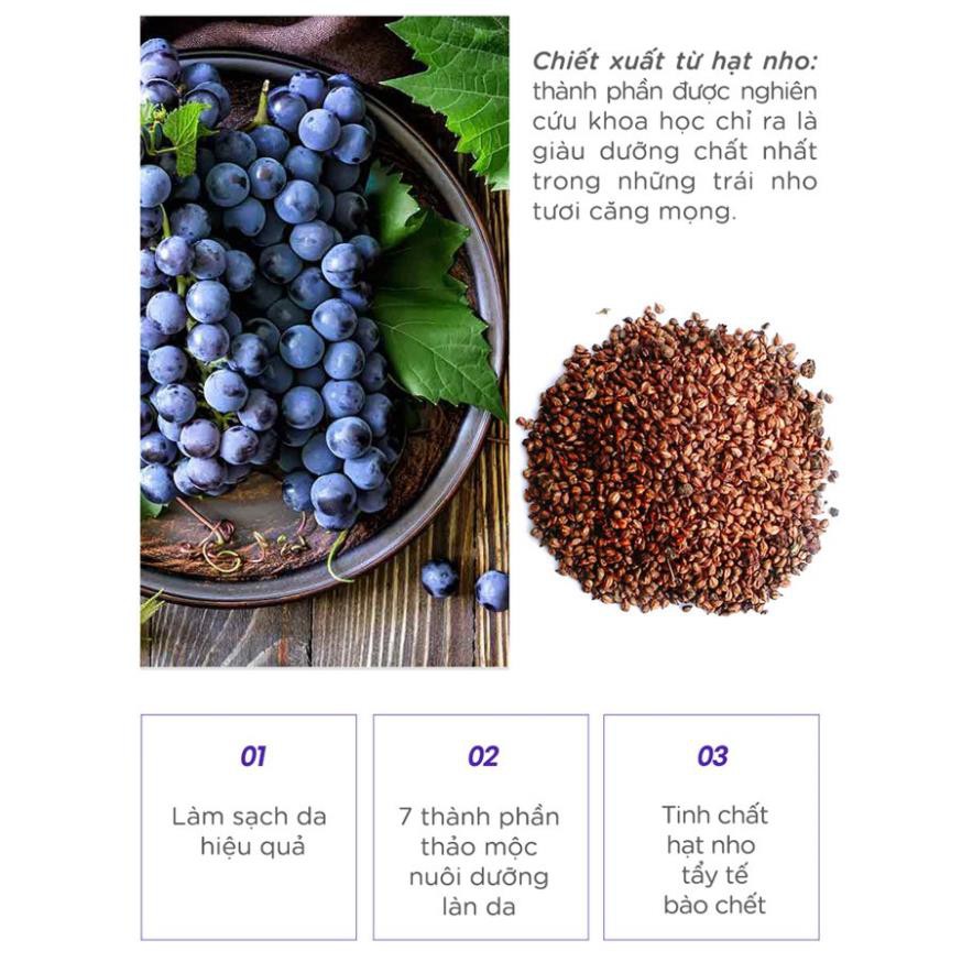 Sữa Rửa Mặt Hạt Nho Vacci Dưỡng Trắng Tẩy Tế Bào Chết Làm Sạch Sâu 180ml