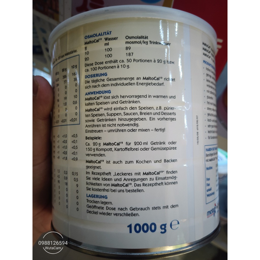 Sữa bột dinh dưỡng tăng cân Maltocal 19 hộp 1kg mẫu mới