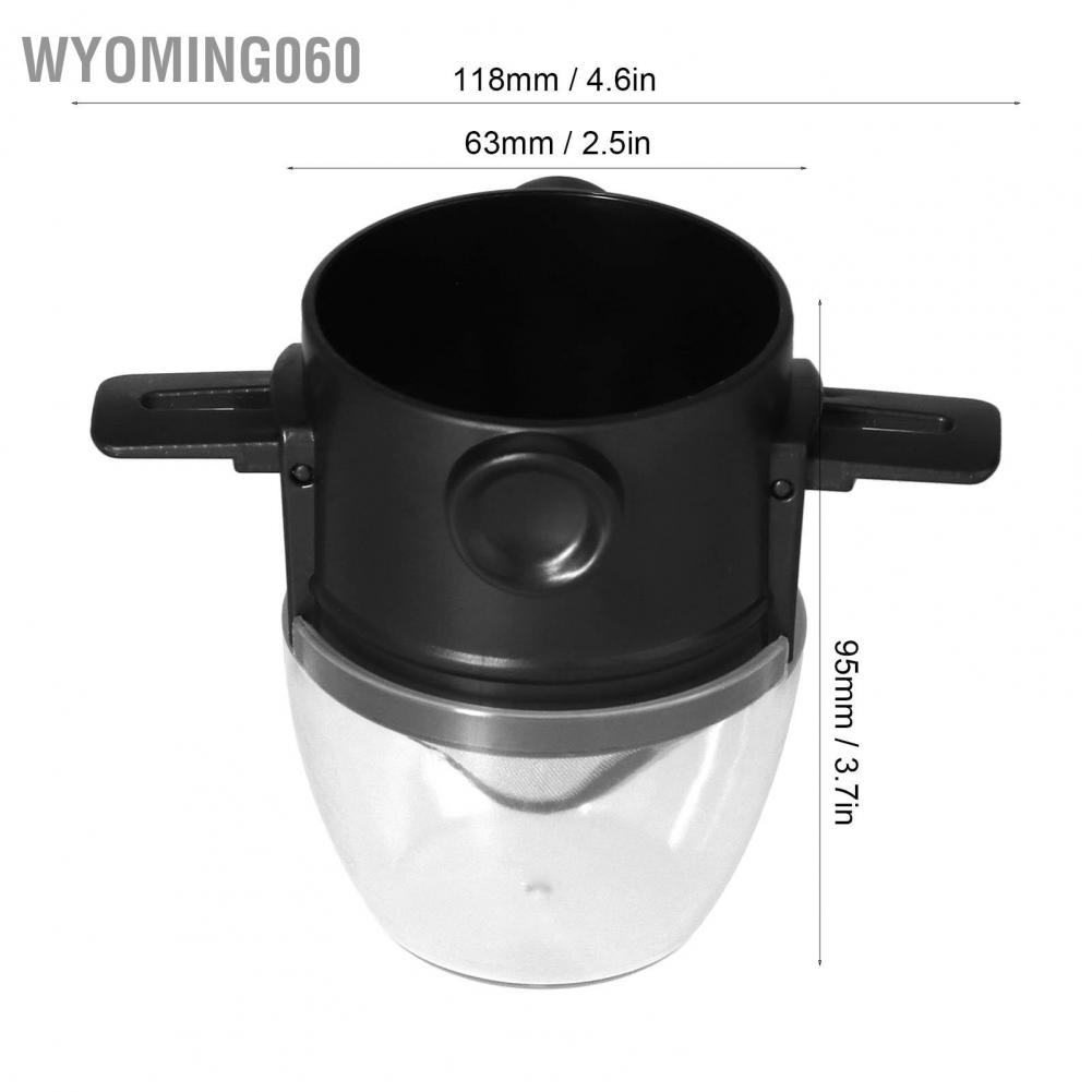Wyoming060 304 Stainless Steel Coffee Filter with Transparent Plastic PP Cup Portable Dripper for Outdoor