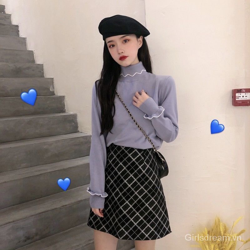 Áo Sweater Dệt Kim Cổ Lọ Phối Ren Kiểu Phương Tây Thời Trang Thu Đông 2020 Cho Nữ | BigBuy360 - bigbuy360.vn