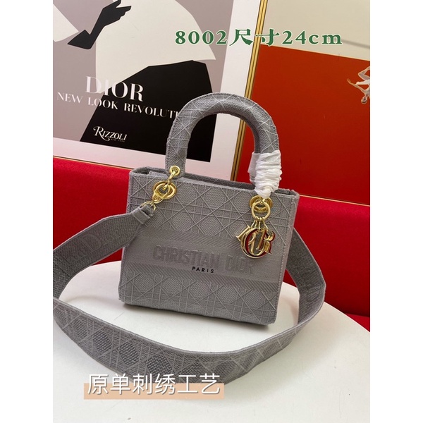 Túi xách nữ thương hiệu thời trang cao cấp Dior lady size 24 chất liệu vải dệt cao cấp