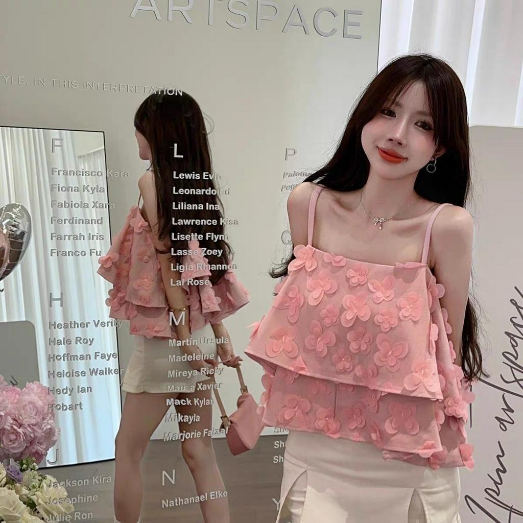 Áo 2 dây babydoll phồng hai tầng họa tiếp hoa nổi mã 5827 SINSIN SHOP