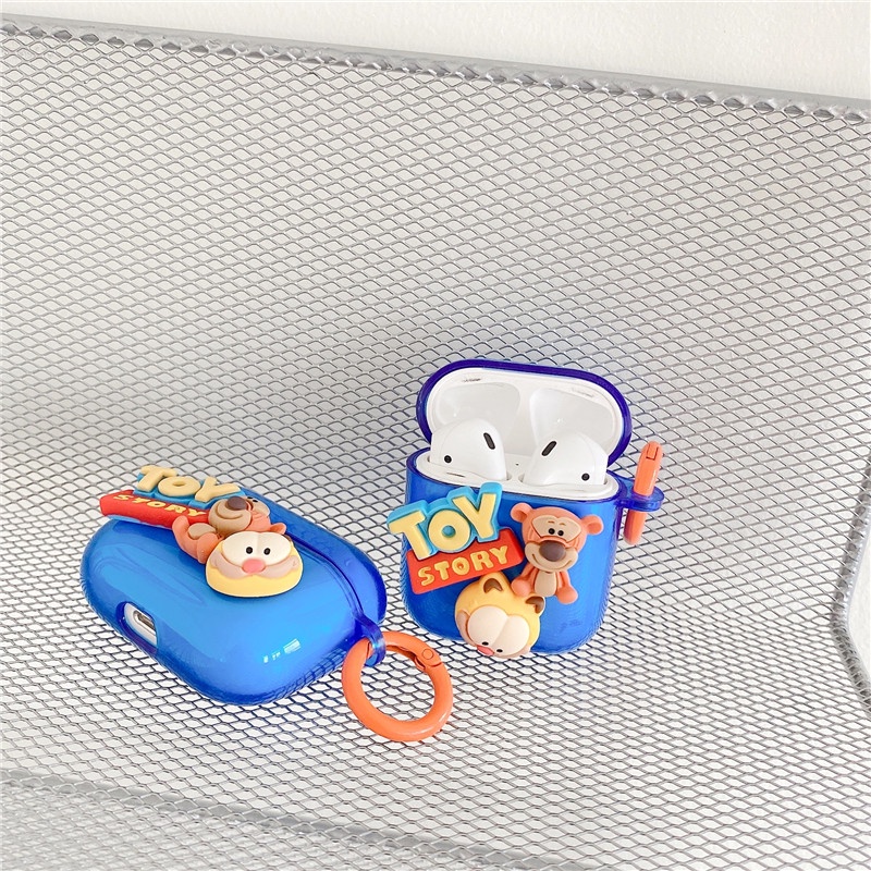 Vỏ bảo vệ hộp sạc tai nghe kèm móc kiểu dáng dễ thương thích hợp cho airrPods Pro 1&amp;2 3 Gen 2021