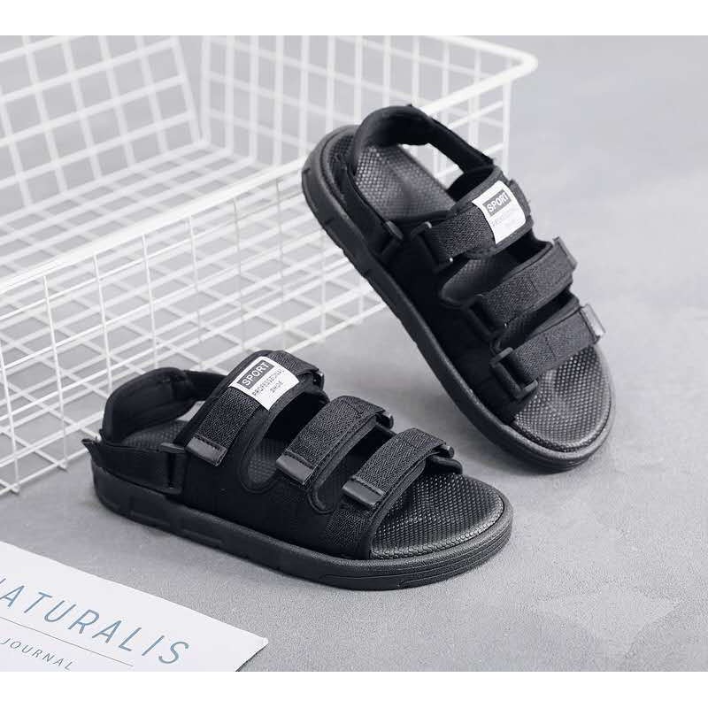 Giày sandal nữ quai dán, SANDAL đi học 3 quai unisex đế cao su cao cấp