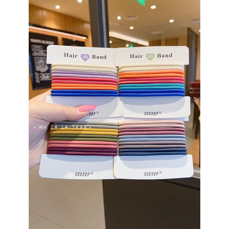 Set 10 Dây Buộc Tóc Cao Su Màu Cà Phê Sữa Phong Cách Hàn Quốc Mới Cho Nữ