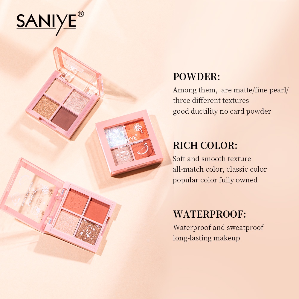 Hộp phấn mắt má hồng SANIYE E0345 bốn ô mềm mịn lung linh 4.5g | BigBuy360 - bigbuy360.vn