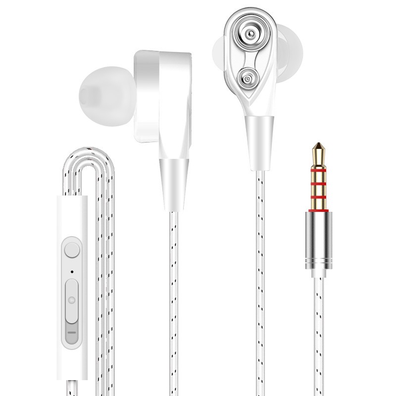 Tai nghe có dây với mic Quad Core Double Action Ring In-ear Tai nghe 3D Âm lượng nổi Điều khiển âm lượng