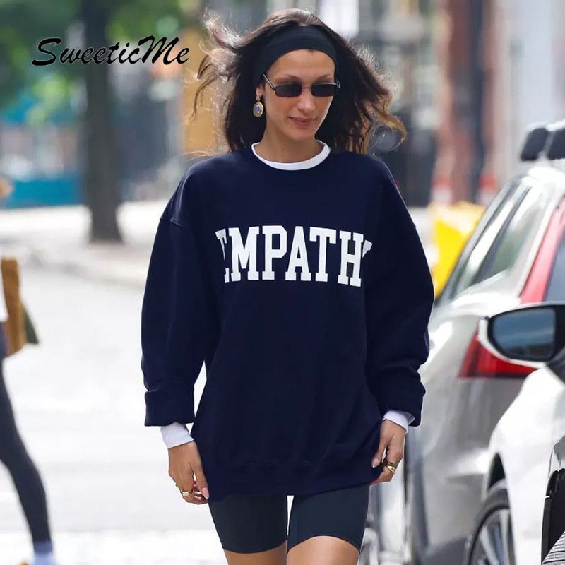 Áo Sweater Cổ Tròn Tay Dài Dáng Ôm In Họa Tiết Thời Trang   Cho Bạn Gái