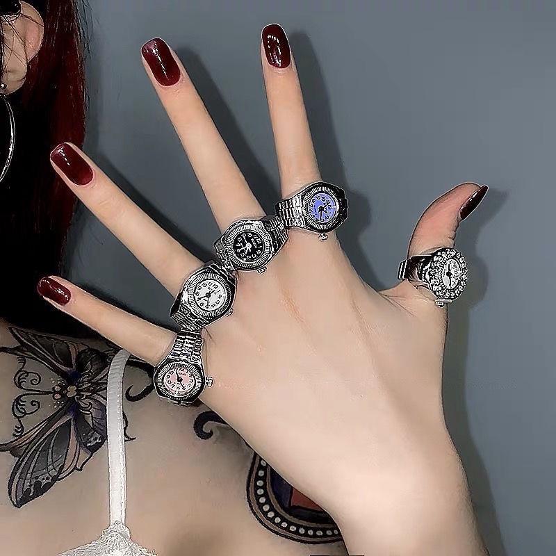 Nhẫn Đồng Hồ Thiết Kế Độc Đáo Thời Trang Harajuku Cá Tính Cho Cặp Đôi