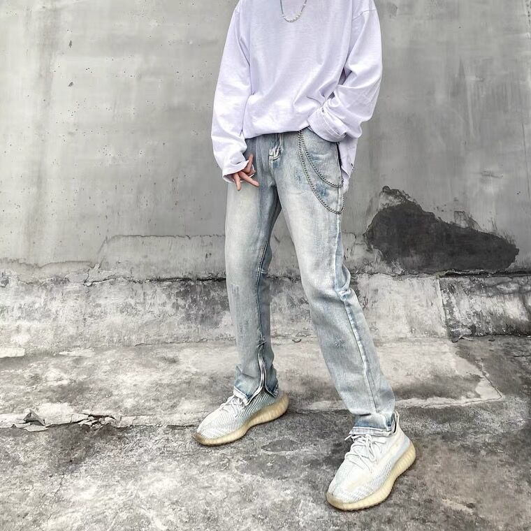 Quần Jeans Nam Dài Ống Đứng Mài Rách Thời Trang Hàn