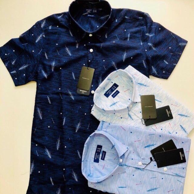 Áo Sơmi Nam Tay Ngắn Hoạ Tiết