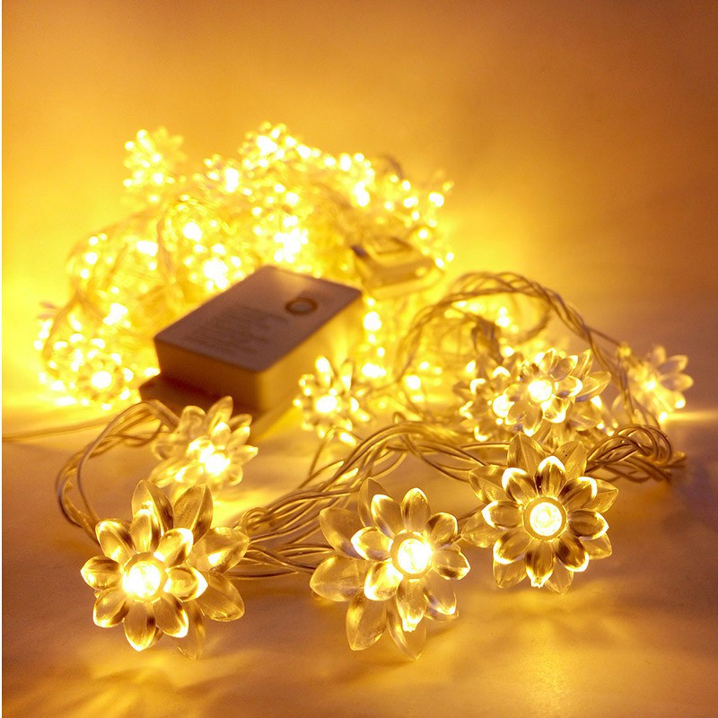 10m dây đèn led gồm 100 bóng hình hoa sen trang trí năm mới