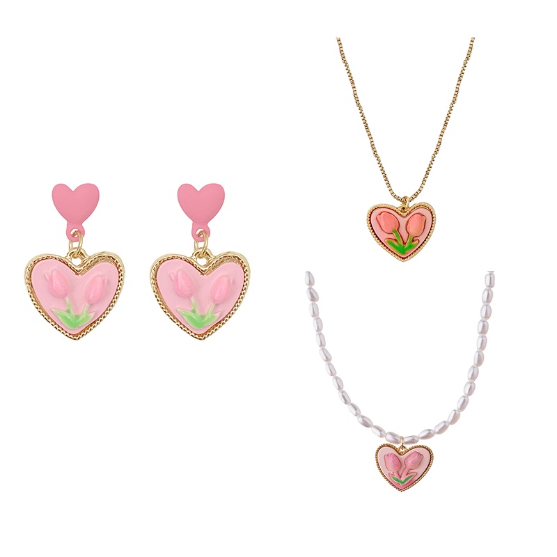 IF ME Vòng cổ   mặt hoa tulip đính ngọc trai giả thời trang cho nữ