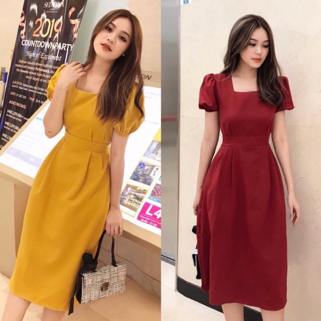 Đầm cổ vuông suông bigsize 🎀Đầm cổ vuông 2 màu . ✔️Giá 260.000₫ . ✔️2 màu : đỏ - vàng . Số đo : 110-95-free (65-85kg)