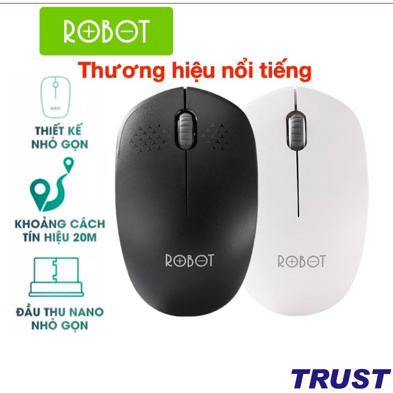 [Kèm Pin] Chuột Quang Không Dây 2.4GHz ROBOT M210 - Cảm Biến Quang Học - Khoảng Cách Tín Hiệu 20m - BH: 1 năm 1 đổi