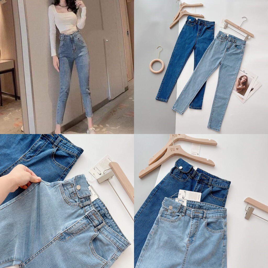 Quần jean bó túi bấm cúc siêu tôn dáng quần bó sang chảnh Annastore