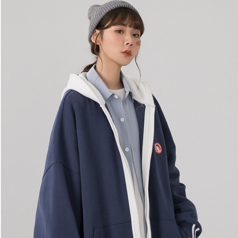 [Có ảnh thật] ÁO KHOÁC NỈ BÔNG CÓ MŨ PHA MÀU G263 | BigBuy360 - bigbuy360.vn