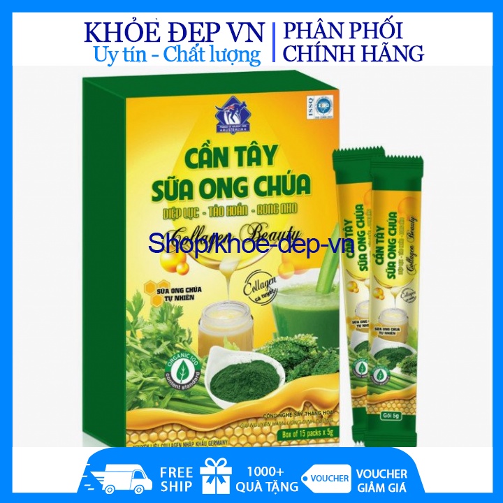 Cần tây sữa ong chúa collagen là đẹp da , hỗ trợ giảm cân , chống béo phì hộp 15 gói