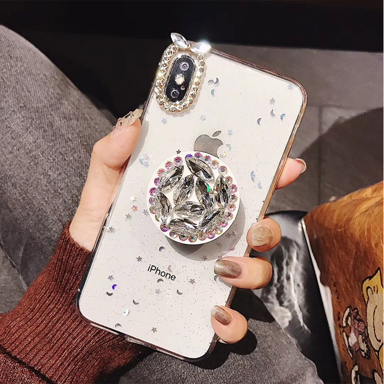 Ốp điện thoại đính đá có giá đỡ ngăn bật cho Iphone 6/6s/7/8 plus X/Xs/Xr/Xs Max