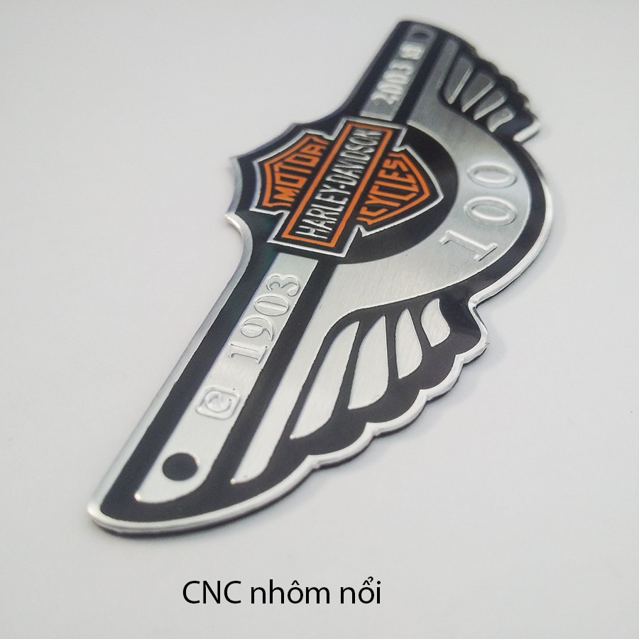 Tem logo harley davidson Xe Máy Nhôm nổi CNC - HL10