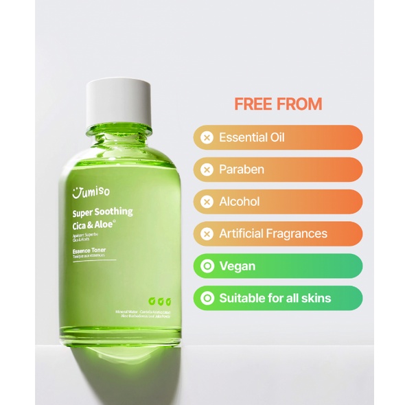 Toner thuần chay phục hồi da JUMISO SUPER SOOTHING CICA ALOE ESSENCE TONER