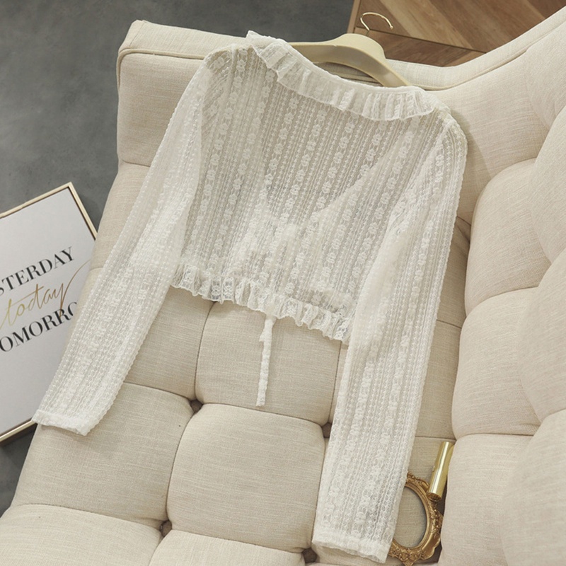 Áo Khoác Cardigan Ren Hoa Tay Dài Cổ Chữ V Chống Nắng Cho Nữ Tri