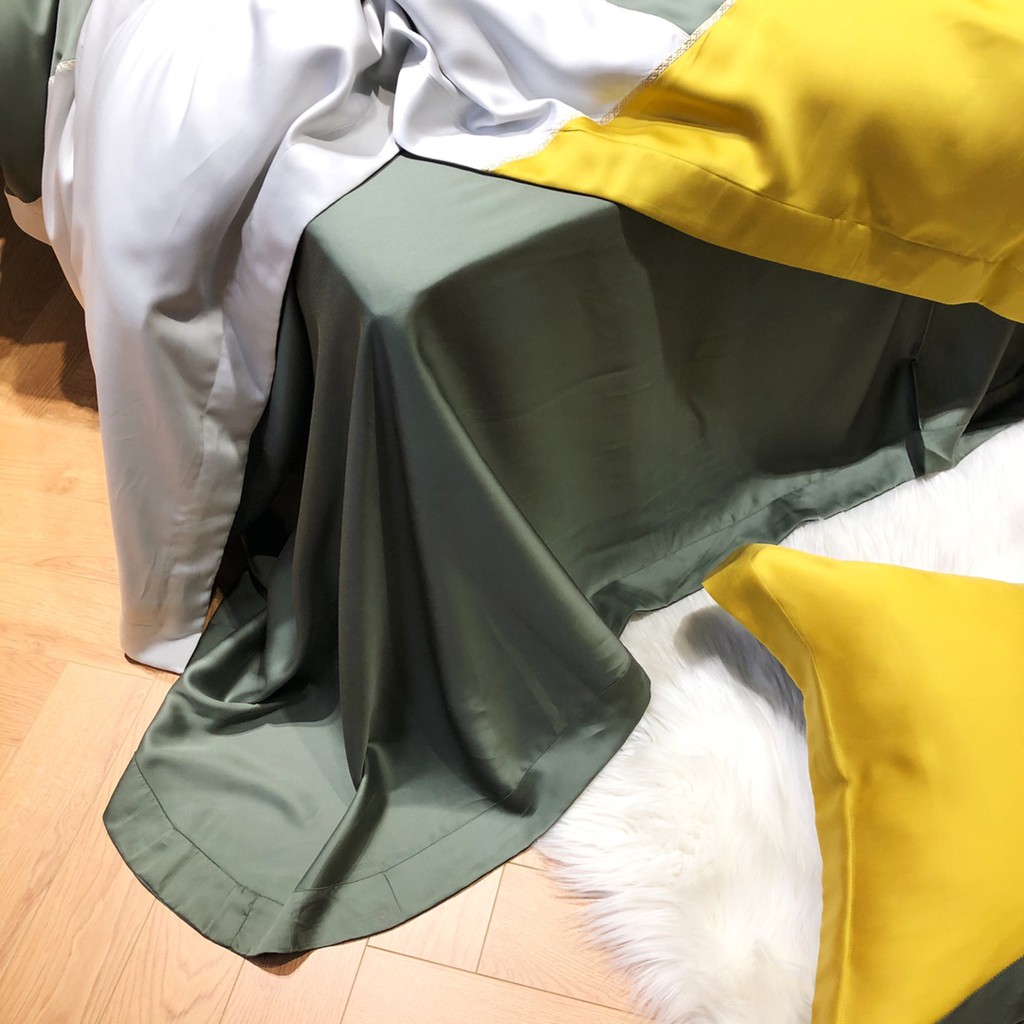 Bộ Chăn Ga Gối Lụa Tencel 100S Cao Cấp Chăn Drap Nhập Khẩu Siêu Sang Xịn Min Mát Sét Chuẩn 04 Món