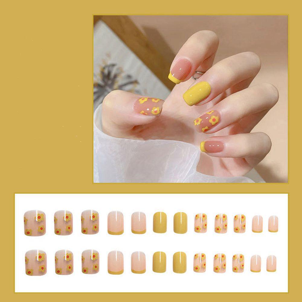 Móng Tay Giả Ngắn Dạng Nhấn Bất Đối Xứng Thời Trang Có Thể Tháo Rời