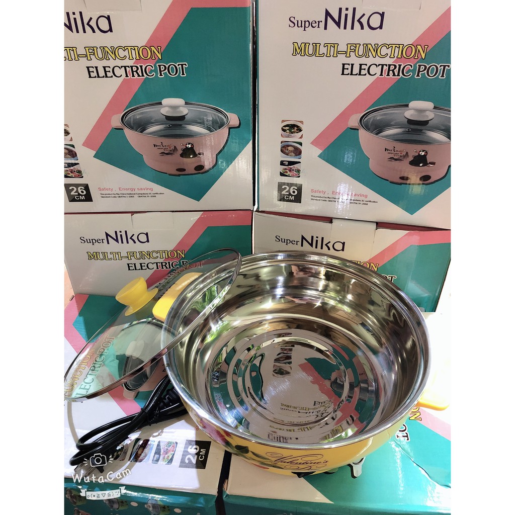 Nồi Lẩu Điện Mini 28cm Nika 1000W Inox 304 - Bếp Lẩu Gia Đình 28 Cm SIÊU TỐC BẢO HÀNH 1 NĂM