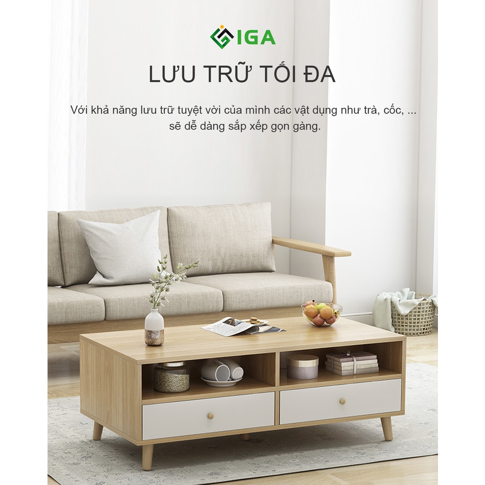 Bàn trà sofa, bàn trà gỗ kết hợp ghế sofa phong cách Nordic - GP169