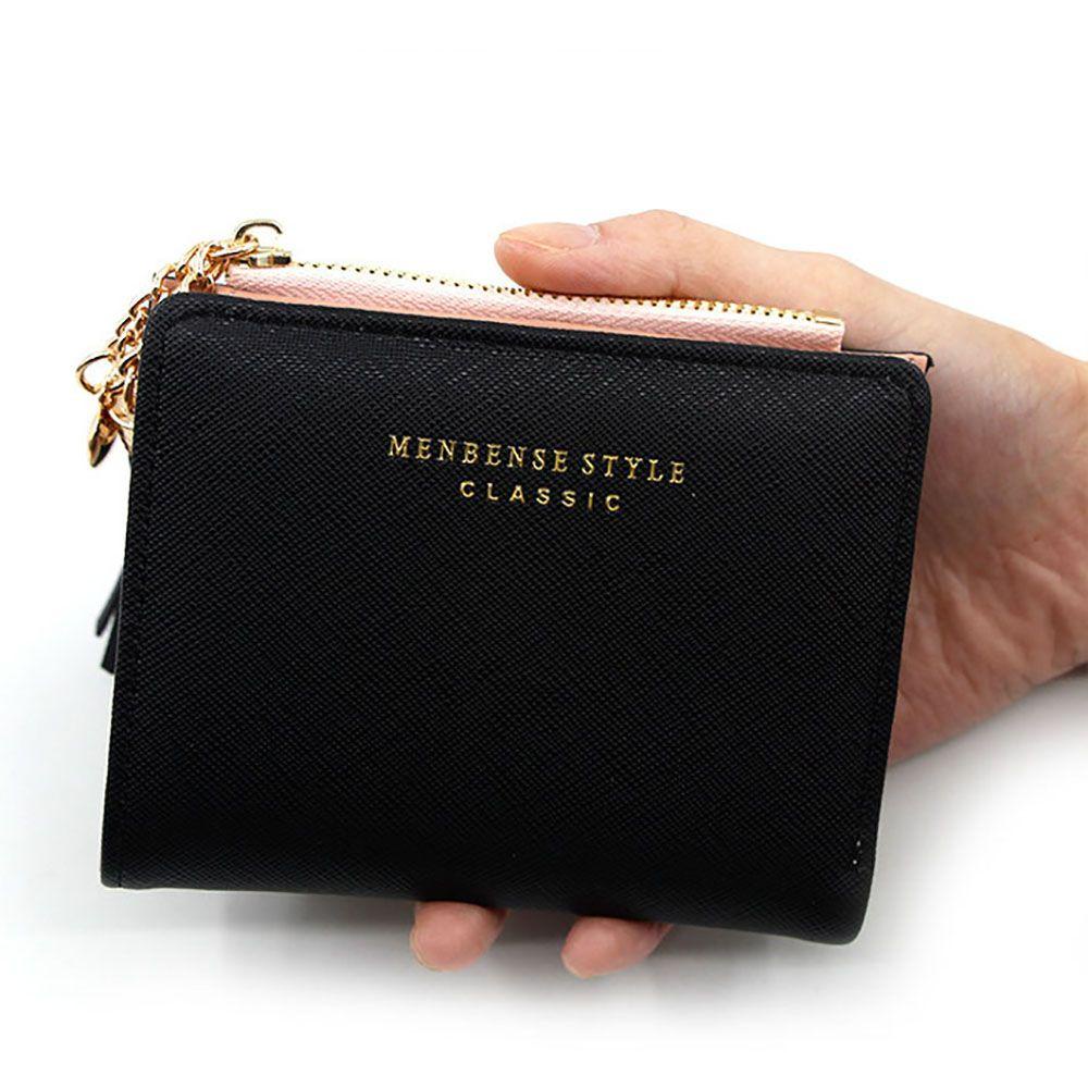 Ví Đựng Thẻ Dạng Gập Đa Năng Màu Trơn Họa Tiết Trái Tim Xinh Xắn