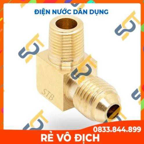 [Mã FREESHIP hoàn 50K] -  Co ren ngoài 3/8 (17), 1 đầu côn lồi NPT (Brass Flare Fitting Male Elbow 90)