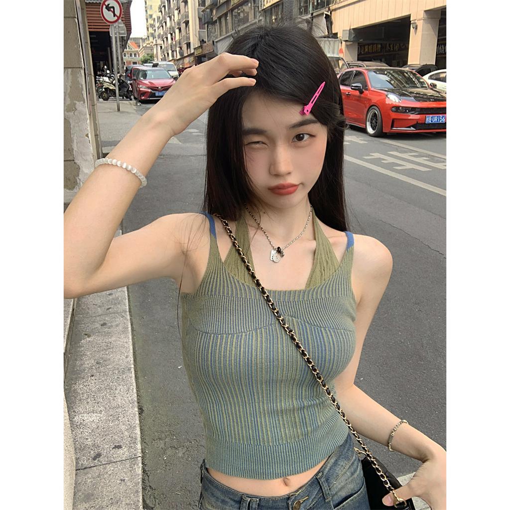 Xiaozhainv Áo Croptop Hai Dây Ôm Dáng Thiết Kế Đơn Giản Quyến Rũ Thời Trang Mùa Hè Cho