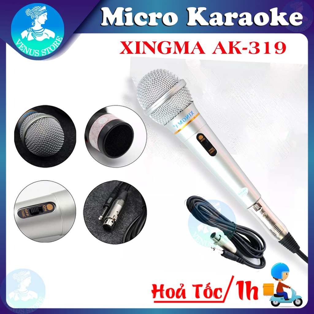 Micro Karaoke Có Dây - Micro Có Dây XINGMA AK-319 Chống Hú Cao Cấp, Micro Hát Karaoke Phòng Thu