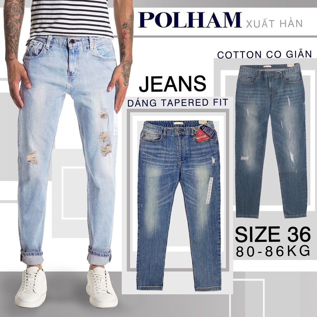 [FLASH SALES] QUẦN JEAN NAM SIZE 36 PO..L.HA.M CAO CẤP CO GIÃN NHẸ - XUẤT HÀN - FO76 SHOP