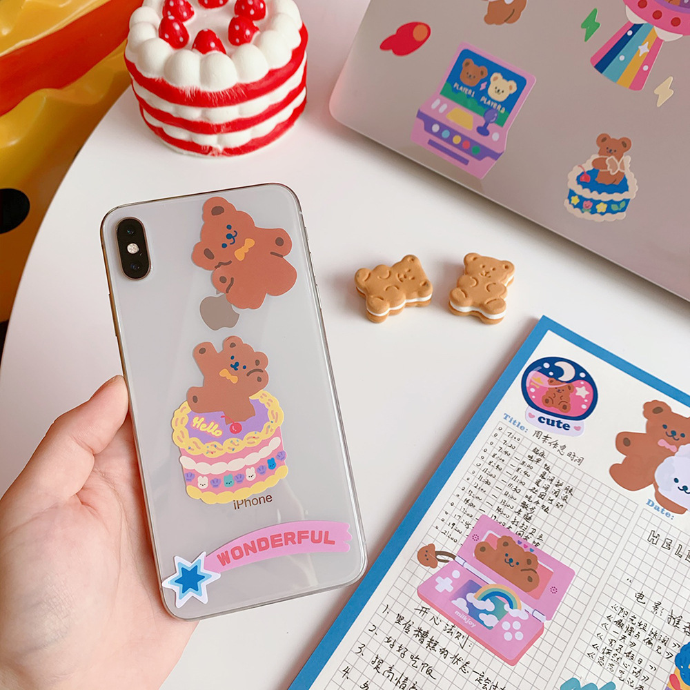 1Pcs Ins Style Cute Cartoon Bear Sticker Sweet Scrapbooking Paper Decoration Creative School Stationary