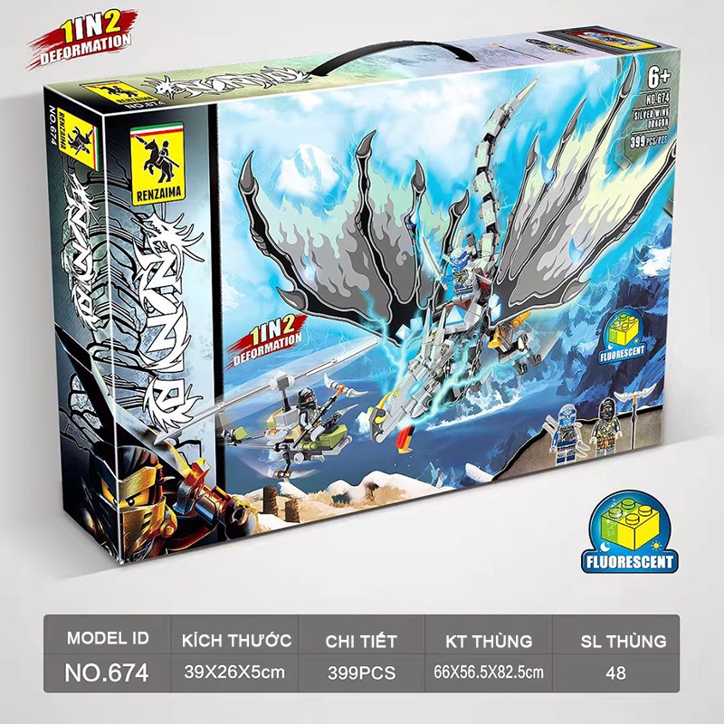 Bộ đồ chơi mô hình lắp ráp Ninja Rồng Vàng Sấm Sét, lắp ráp mô hình Ninja Dragon kèm nhân vật Ninja 399 chi tiết