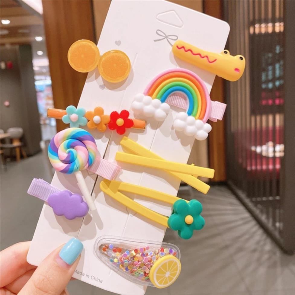 Set 10 14 kẹp tóc cầu vồng kẹo mút phong cách Hàn Quốc xinh xắn dễ thương - Set Kẹp tóc Style Hàn Quốc 3 mẫu
