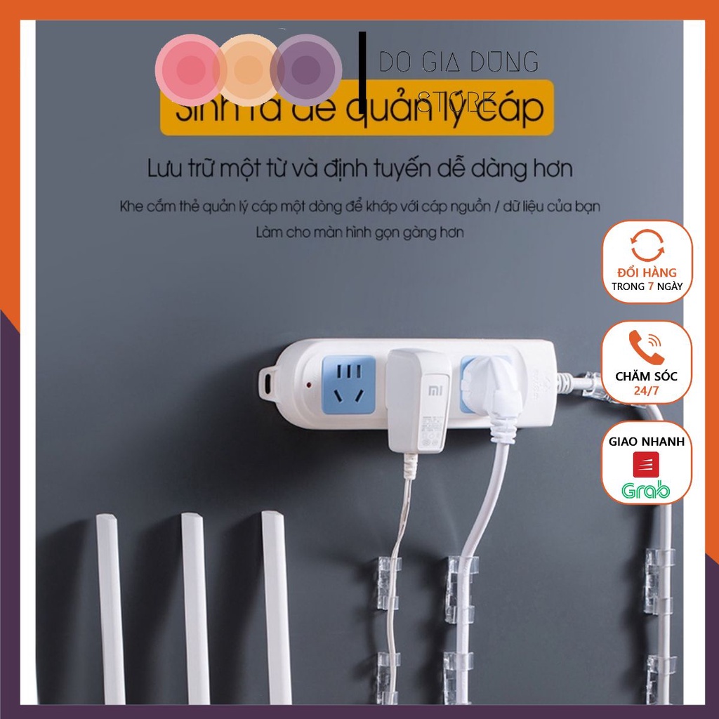 Bộ 20 Nẹp Dán Tường Cố Định Dây Điện Chống Rối - Kẹp Giữ Dây Cáp Sạc (Có Keo Dán 3M)