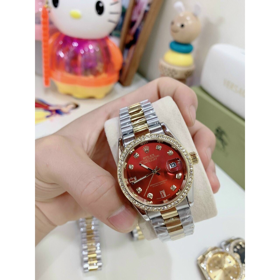 Đồng Hồ Nữ Đeo Tay ROLEX Cao Cấp Mặt Kính Chống Nước Dây Kim Loại Đính Đá Cực Đẹp Nữ Tính | BigBuy360 - bigbuy360.vn