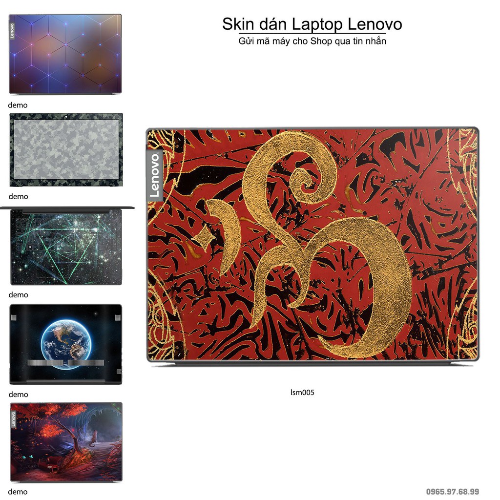 Skin dán Laptop Lenovo in hình Biểu Tượng Om Vàng - lsm005 (inbox mã máy cho Shop)