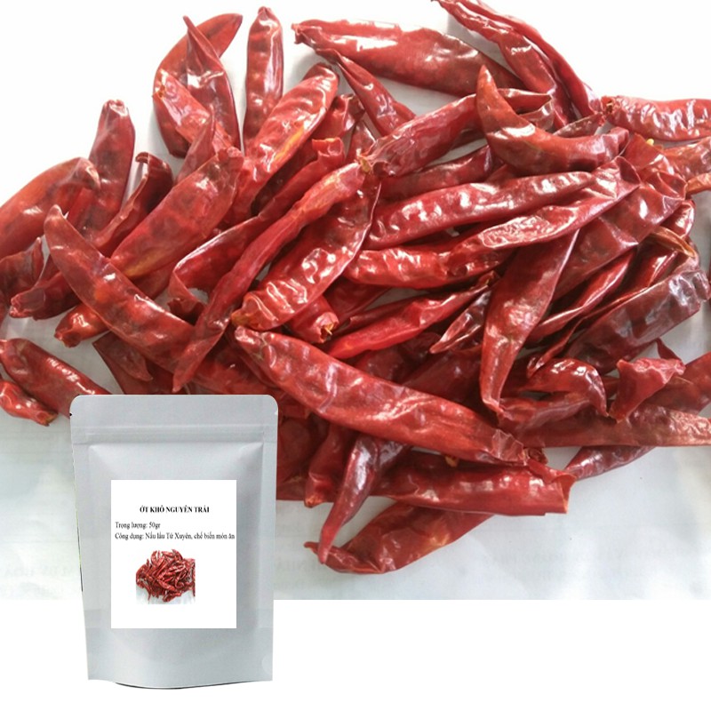 Ớt Khô Nguyên Trái 50gr - Nấu Cháo Ếch Singapore